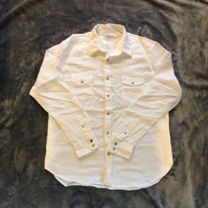 Men’s LUCKY brand white linen button down shirt